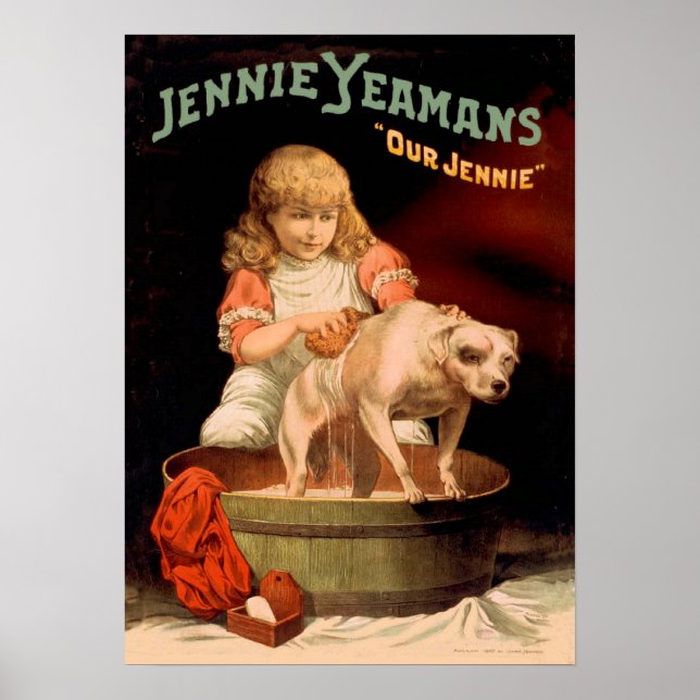 Jenny Yeamans flicka Tvättar Hund Poster (Framsidan)
