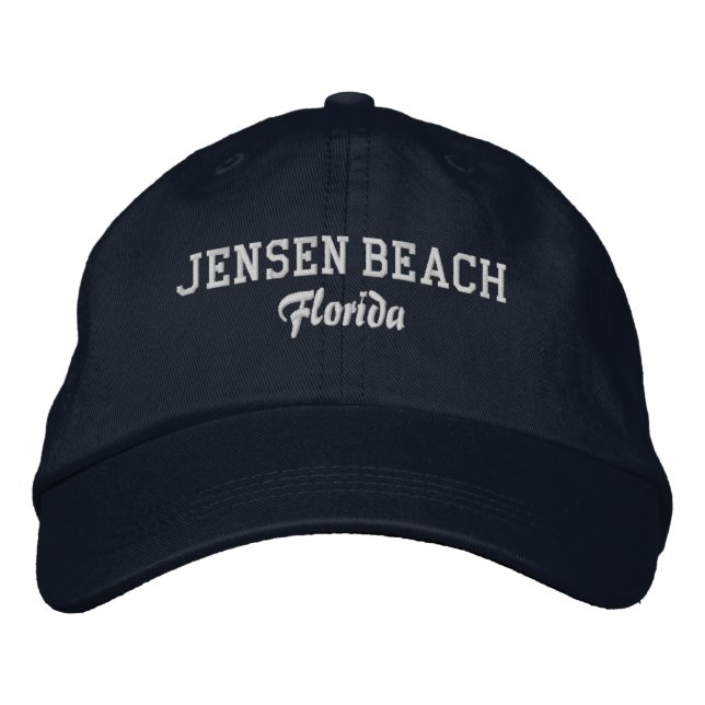 Jensen Beach Florida Embroized Baseball Hat Broderad Keps (Framsida)
