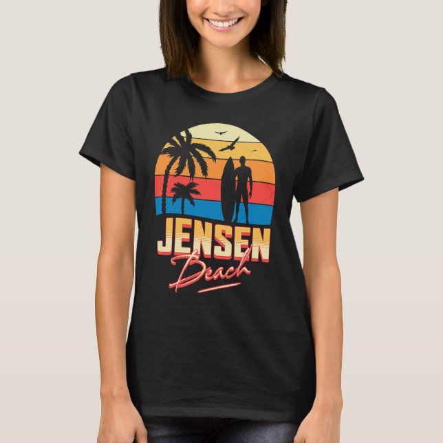 Jensen Florida Beach Surfing Surfer Ocean Summer T Shirt (Framsida)
