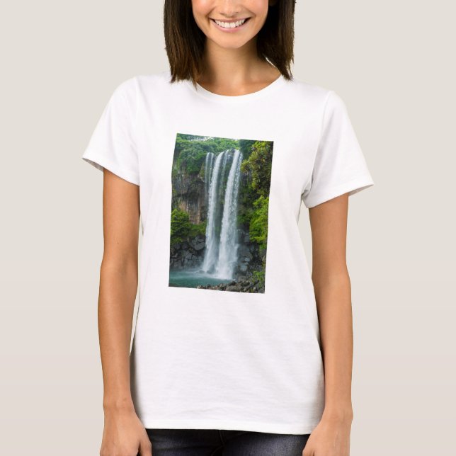 Jeongbang vattenfall, Sydkorea Tee Shirt (Framsida)