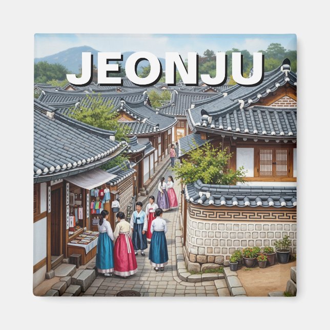 Jeonju Hanok Village Sydkorea Magnet (Framsidan)