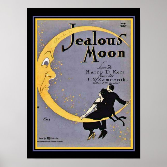 "Jeotic Måne" Art Deco Lakan Music Cover 12 x 16 Poster (Framsidan)