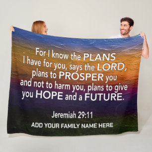 Jer 29v11, JAG VET PLANS kristna bibelfamilj Fleecefilt
