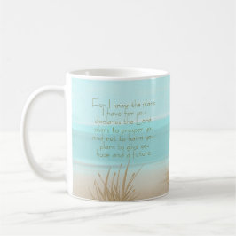Jeremia 29:11 Kristet bibelvers Aqua strand Kaffemugg