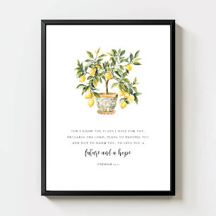 Jeremia 29:11 Modern akvarell Citronträd Poster