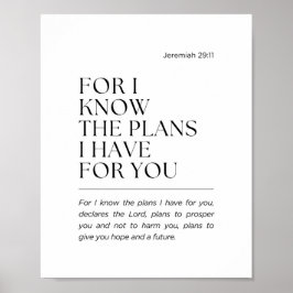 Jeremia 29:11 Ty jag vet de planer Poster