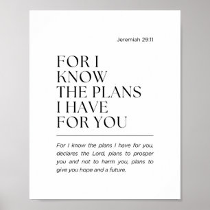 Jeremia 29:11 Ty jag vet de planer Poster