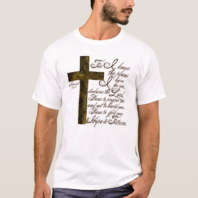 Jeremia 29:12 Jag känner männens planer t-shirt (Framsida)