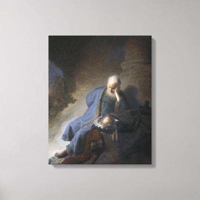 Jeremia klagande över Jerusalems fall, Rembrandt Canvastryck (Framsida)