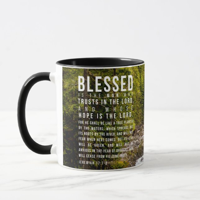 Jeremiah 17:7-8 Christian Bible Scripture Nature Mugg (Vänster)