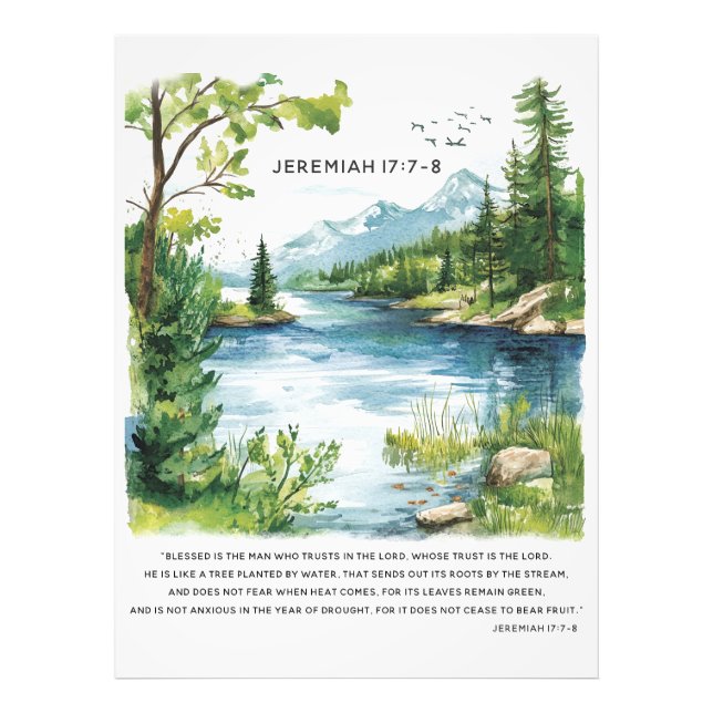 Jeremiah 17:7-8 poster med träd illustration (Framsidan)