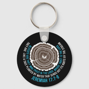 Jeremiah 17:7 - 8 trädringar nyckelring
