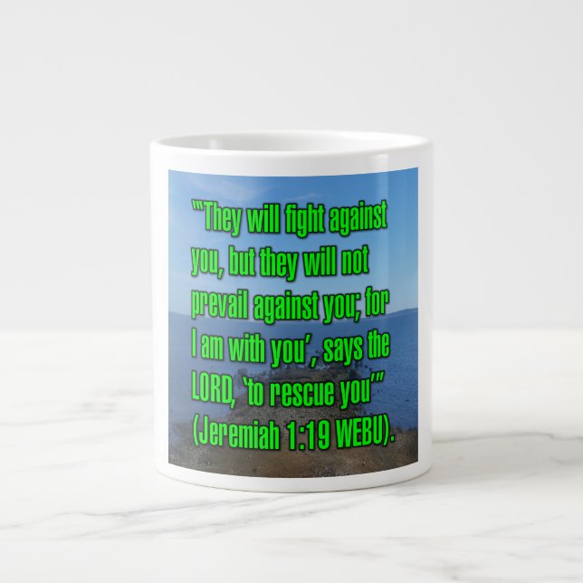 Jeremiah 1:19 WEBU Mug Jumbo Mugg (Framsidan)