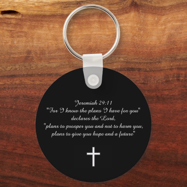Jeremiah 29:11 Anpassningsbar Christian Gift Nyckelring (Baksida)
