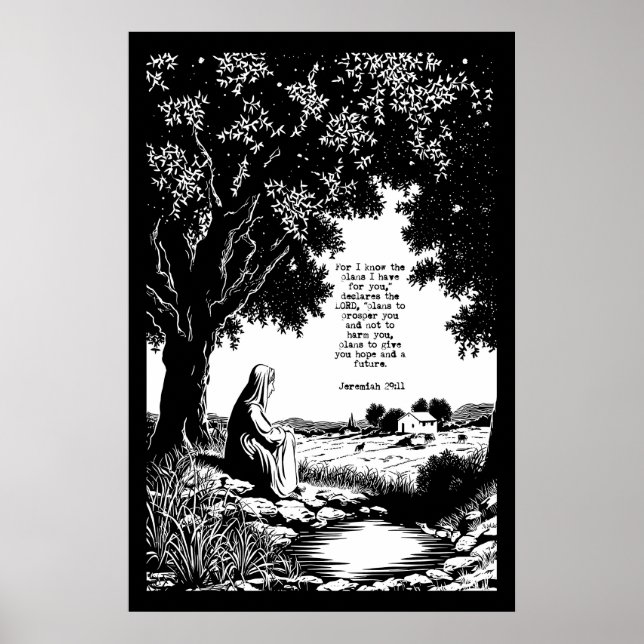 Jeremiah 29 11 Art Print Peaceful Scripture Poster (Framsidan)