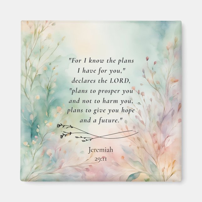 Jeremiah 29:11 Bible Verse Image Magnet (Framsidan)