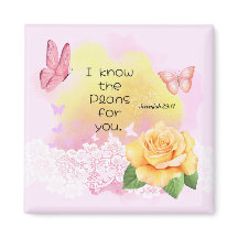 Jeremiah 29:11 Bible Verse Rosa Gult Butterfly