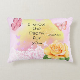 Jeremiah 29:11 Bible Verse Rosa Gult Butterfly Prydnadskudde