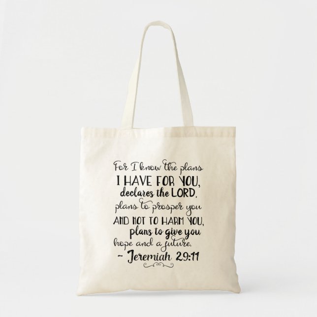 Jeremiah 29:11 Christian Bible Faith Tote Bag Tygkasse (Framsidan)