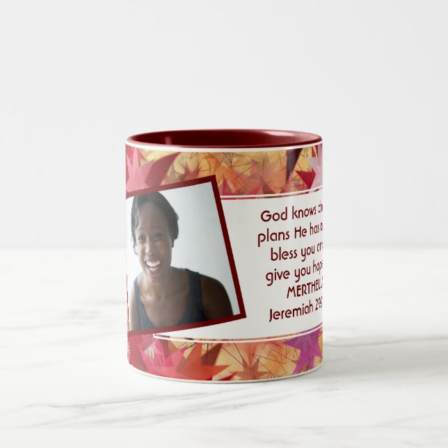 JEREMIAH 29:11 Christian Photo Template Två-Tonad Mugg (Center)