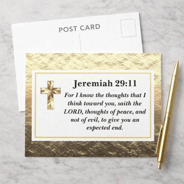 Jeremiah 29:11 Classy Gold Bible Verse Postcard Vykort (Skapare uppladdad)