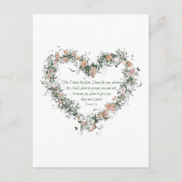 Jeremiah 29:11 Flower Heart-vykort Vykort