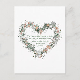 Jeremiah 29:11 Flower Heart-vykort Vykort