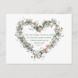 Jeremiah 29:11 Flower Heart-vykort Vykort