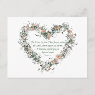 Jeremiah 29:11 Flower Heart-vykort Vykort