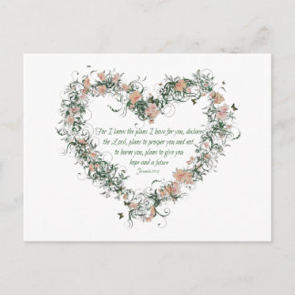 Jeremiah 29:11 Flower Heart-vykort Vykort