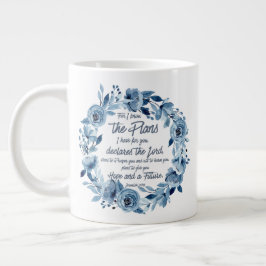 Jeremiah 29:11 För jag känner den blå Blommigten P Jumbo Mugg