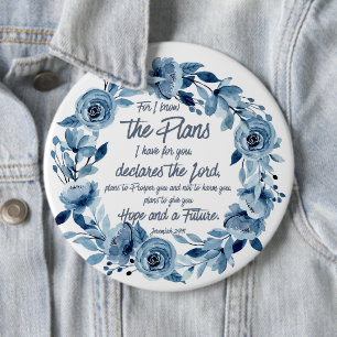 Jeremiah 29:11 För jag känner den blå Blommigten P Knapp