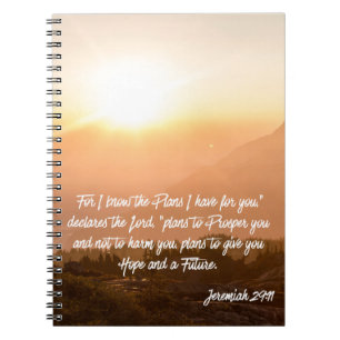 Jeremiah 29:11 För jag känner planen Soluppgång Anteckningsbok