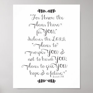 Jeremiah 29:11 För jag känner till plansbibeln Poster
