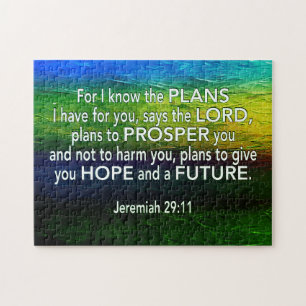 Jeremiah 29:11 FÖR JAG VET PLANS Blue Christian Pussel