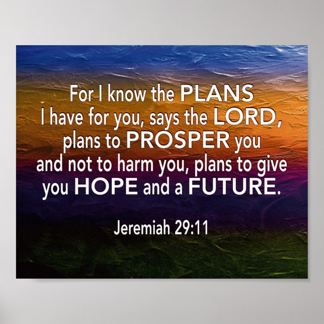 Jeremiah 29:11 FÖR JAG VET PLANS Christian Poster (Framsidan)