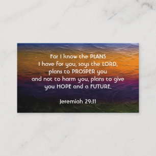 Jeremiah 29:11 FÖR JAG VET PLANSKRIPTEN Visitkort
