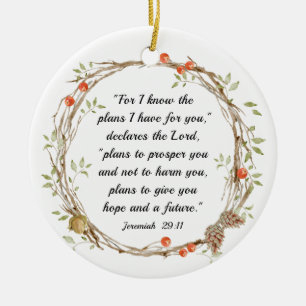 Jeremiah 29:11 För jag vet vilka planer jag har fö Julgransprydnad Keramik