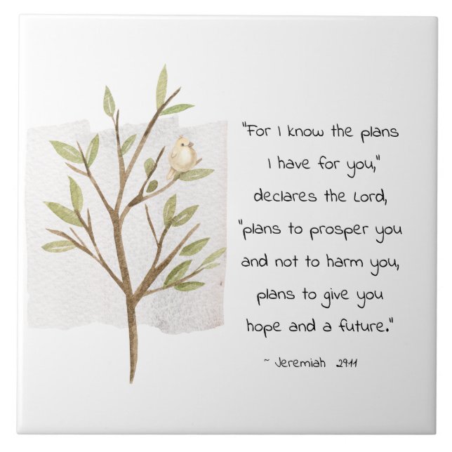 Jeremiah 29:11 För jag vet vilka planer jag har fö Kakelplatta (Framsidan)