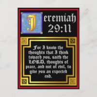 Jeremiah 29:11 Guld Ljuserade Brev bibelcitat