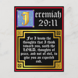 Jeremiah 29:11 Guld Ljuserade Brev bibelcitat Helg Vykort