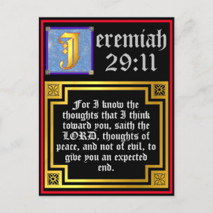 Jeremiah 29:11 Guld Ljuserade Brev bibelcitat Helg Vykort