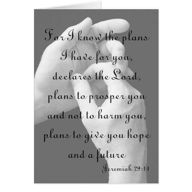 Jeremiah 29:11 Händer med Crucifix Card Hälsningskort (Framsidan)