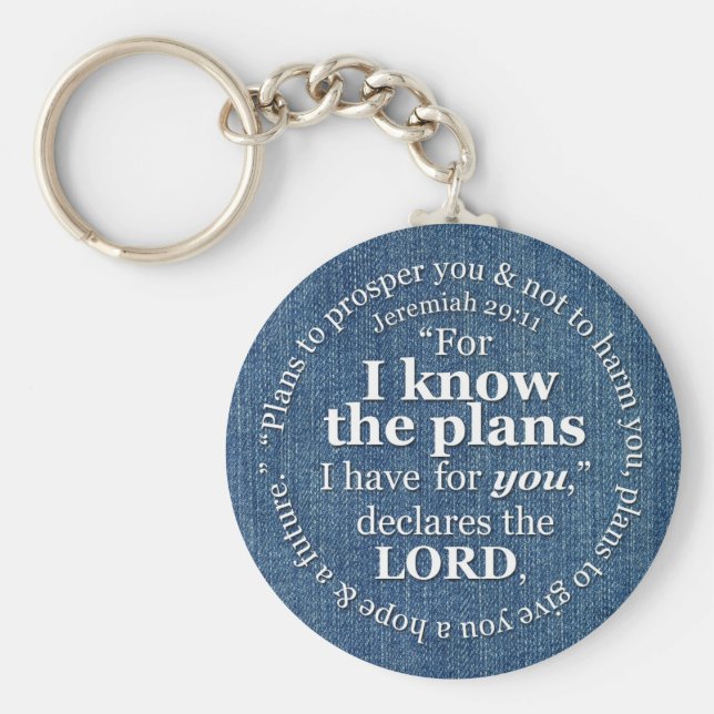 Jeremiah 29:11 I känner till Plans Bible Verse Den Nyckelring (Framsidan)