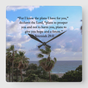 JEREMIAH 29:11 INSPIRATIONAL VERSE FYRKANTIG KLOCKA