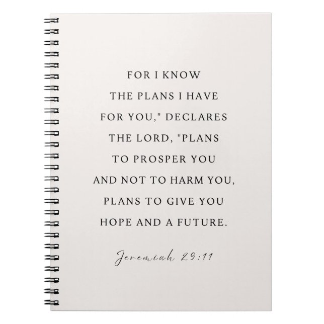 Jeremiah 29:11 Jag vet vilka planer jag har för di Anteckningsbok (Framsidan)