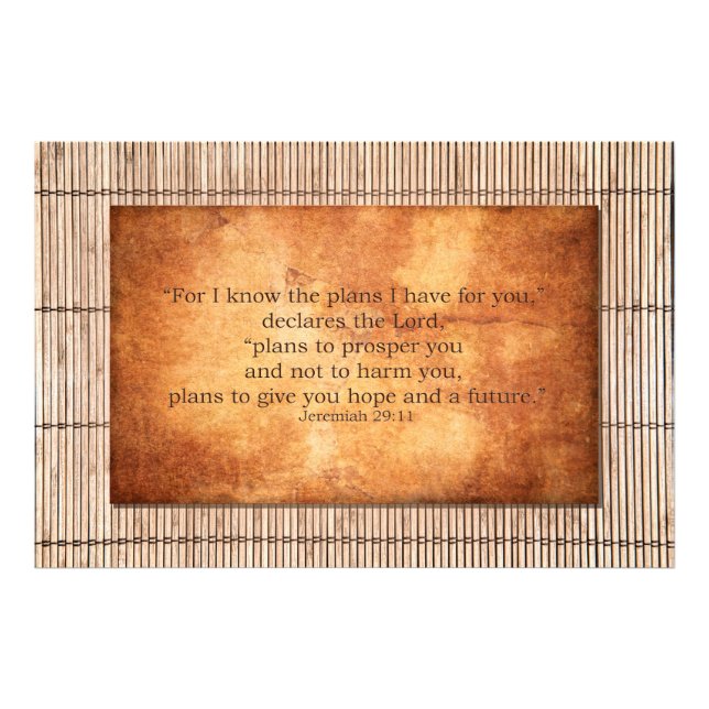 Jeremiah 29:11 Jag vet vilka planer jag har för di Fototryck (Framsidan)