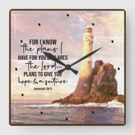 Jeremiah 29:11 Jag vet vilka planer jag har för di Fyrkantig Klocka