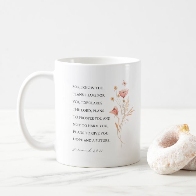 Jeremiah 29:11 Jag vet vilka planer jag har för di Kaffemugg (Med munk)