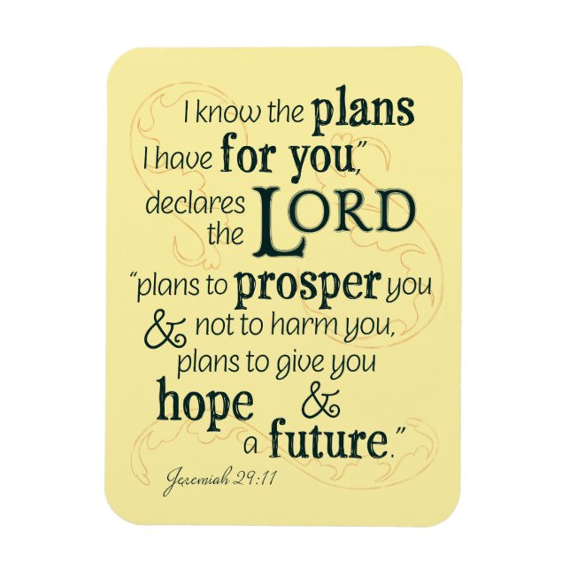 Jeremiah 29:11 Jag vet vilka planer jag har för di Magnet (Vertikal)